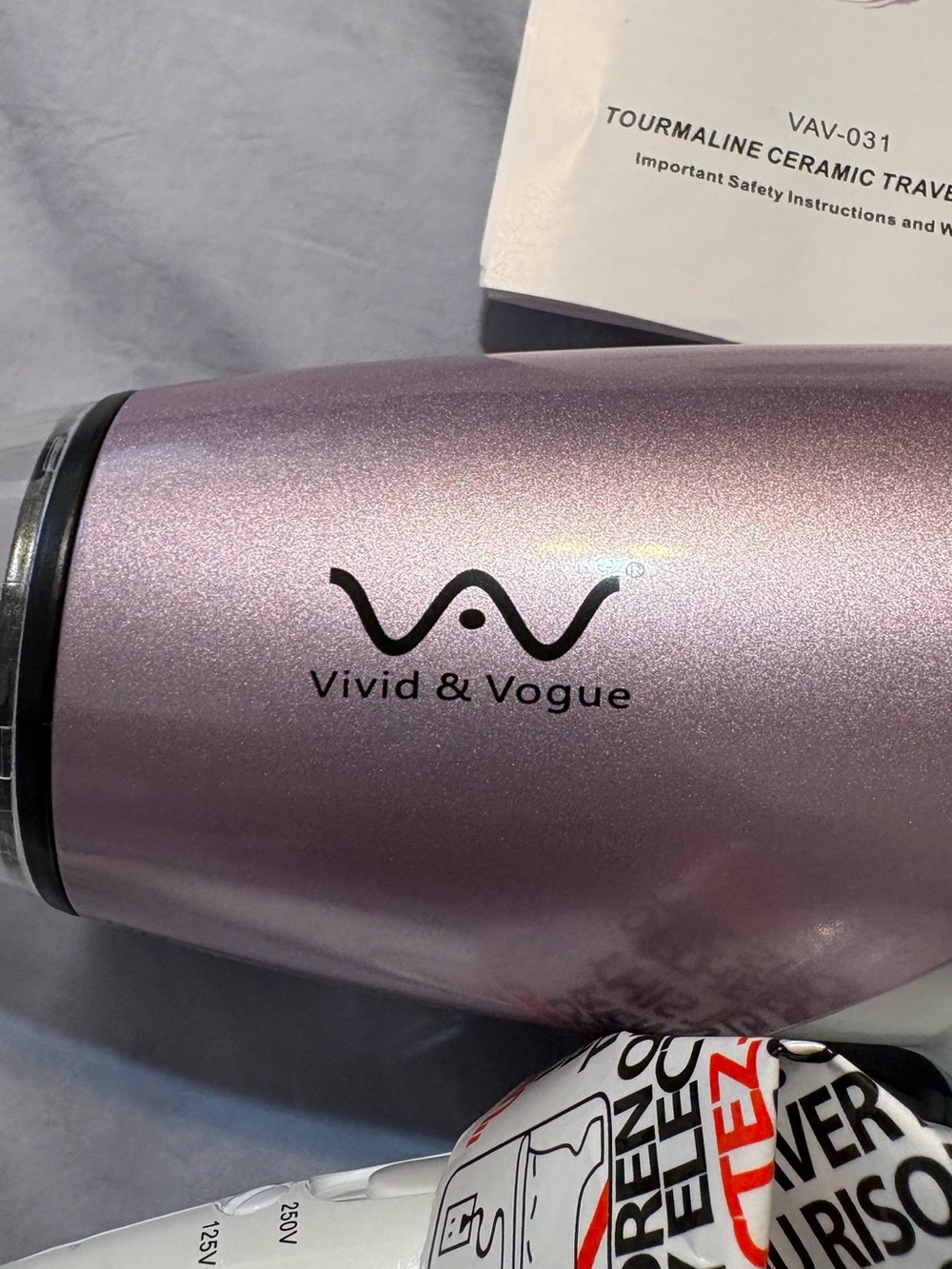 1875W Travel Hair Dryer - Purple Compact Frizz-Control Styling - Picture 3 of 4